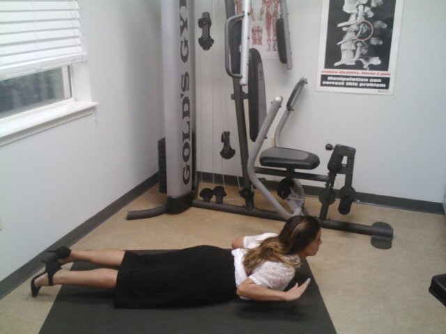 Dr. Donnelly's patient does the back extension