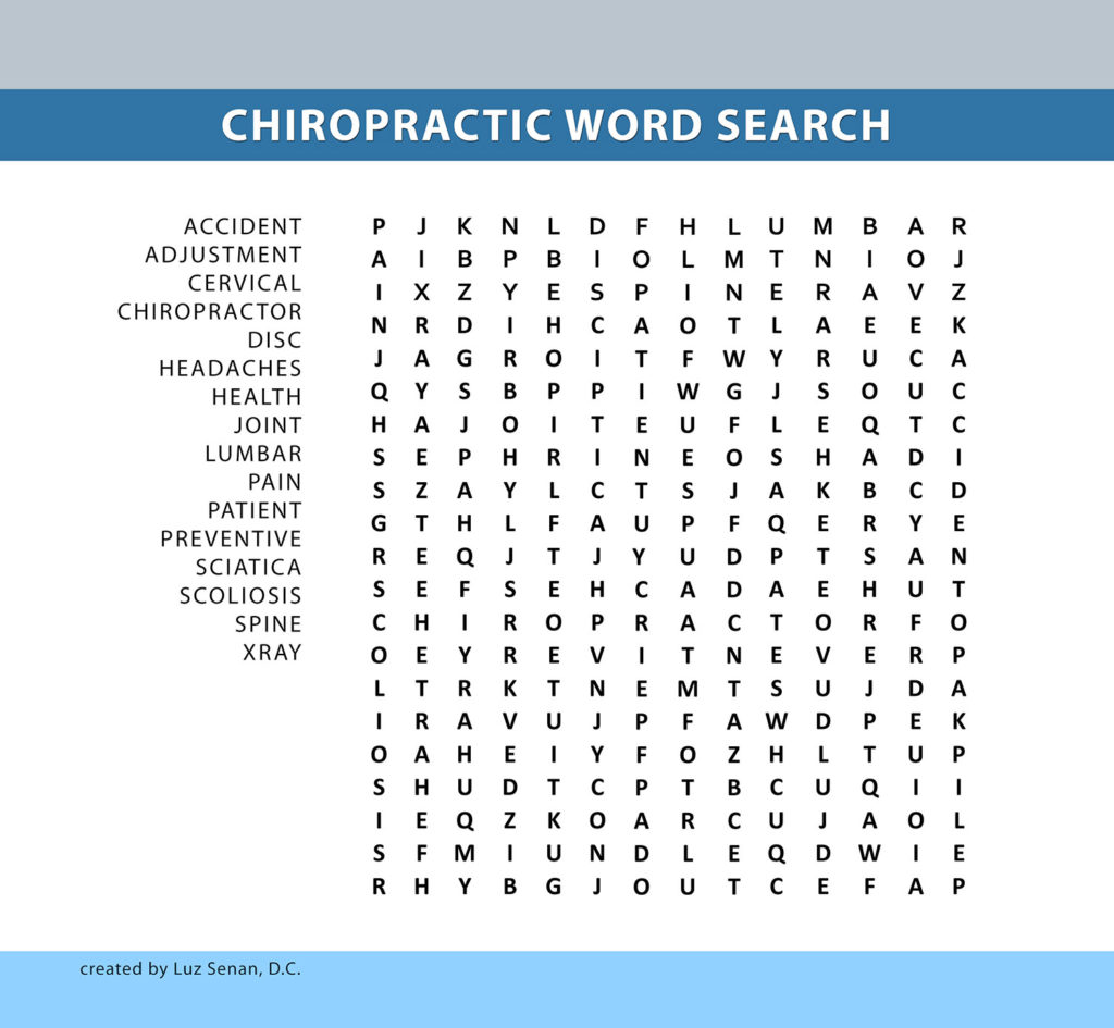 chiropractic word search